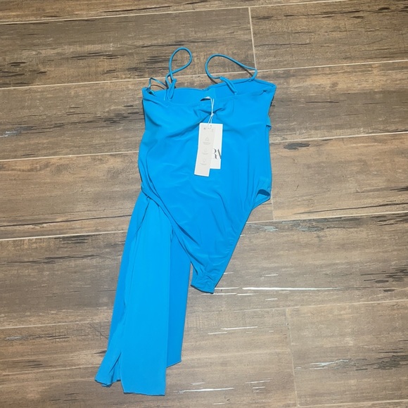 SOLD **ZARA DRAPED BODYSUIT TURQUOISE - Picture 7 of 11
